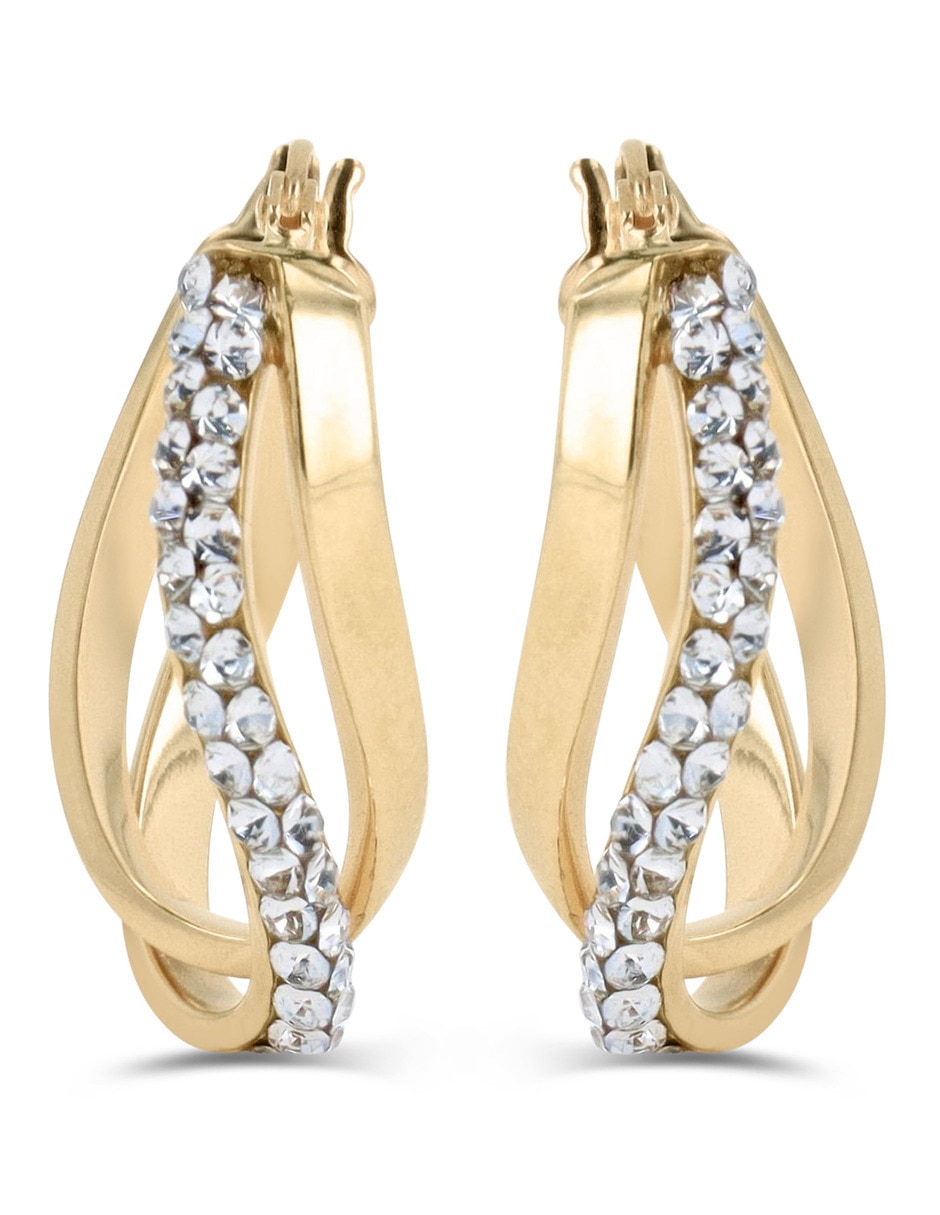 Arracadas de oro amarillo 10 k con acabado brillante zirconia Arracadas de oro amarillo 10 k con acabado brillante zirconia