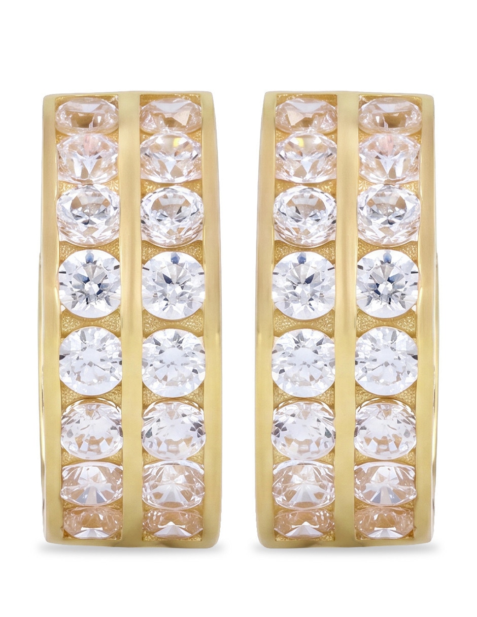 Arracadas de oro amarillo 10 k con acabado brillante zirconia Arracadas de oro amarillo 10 k con acabado brillante zirconia