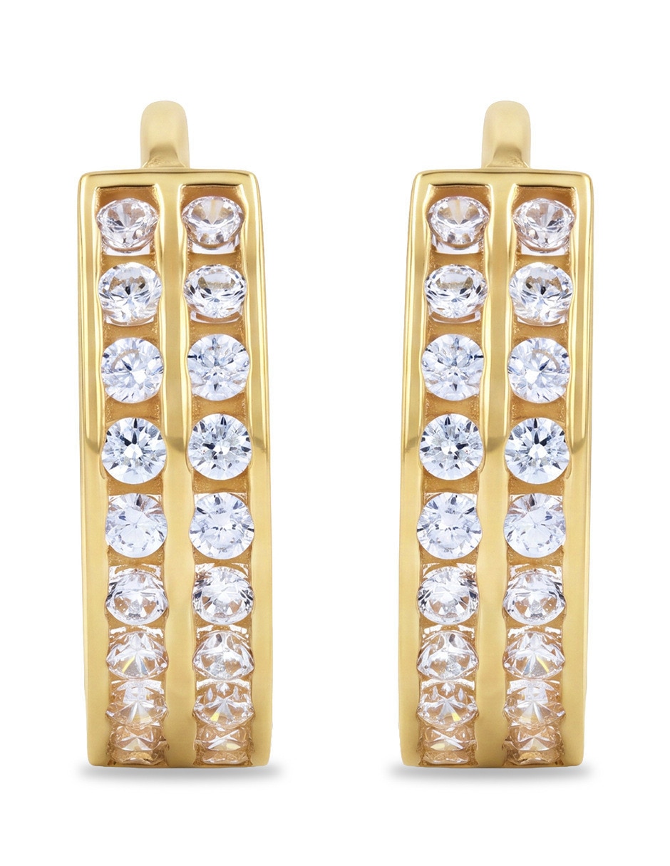 Arracadas de oro amarillo 10 k con acabado brillante zirconia Arracadas de oro amarillo 10 k con acabado brillante zirconia