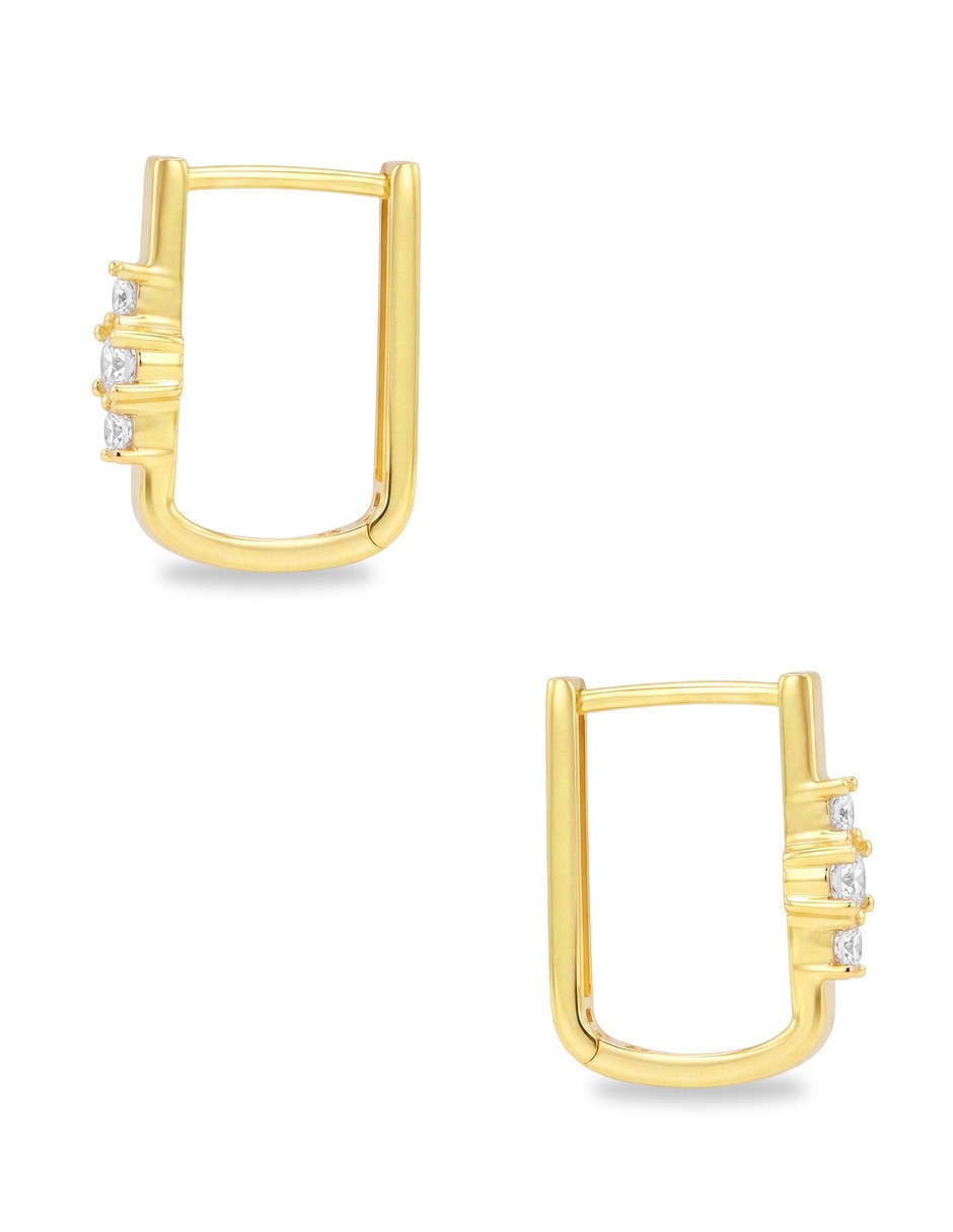 Arracadas de oro amarillo 10 k con acabado brillante zirconia 3
