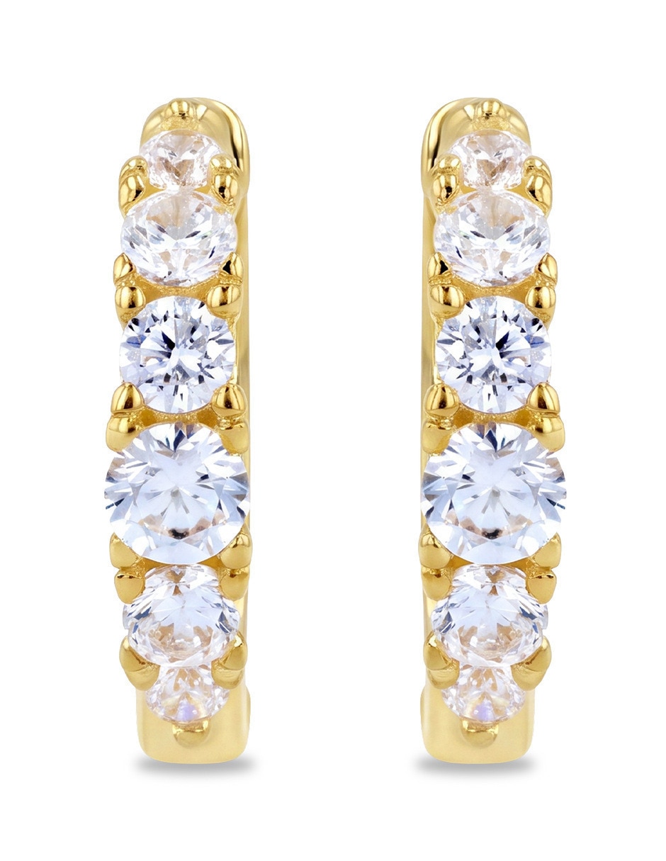 Arracadas de oro amarillo 10 k con acabado brillante zirconia Arracadas de oro amarillo 10 k con acabado brillante zirconia