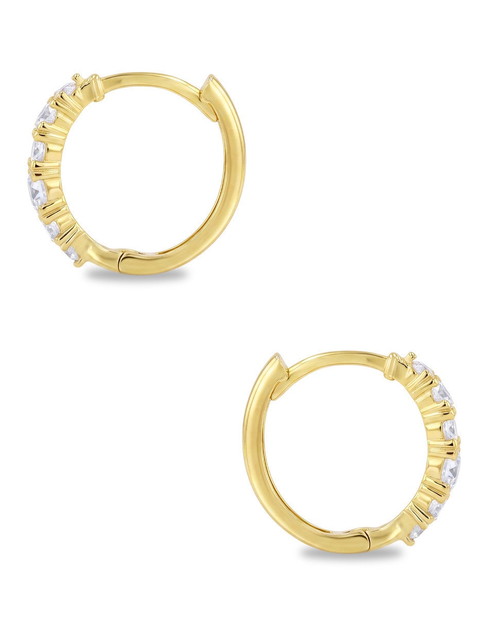 Arracadas de oro amarillo 10 k con acabado brillante zirconia 3