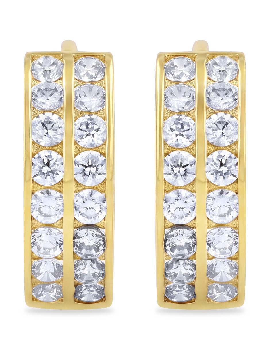 Arracadas de oro amarillo 10 k con acabado brillante zirconia Arracadas de oro amarillo 10 k con acabado brillante zirconia