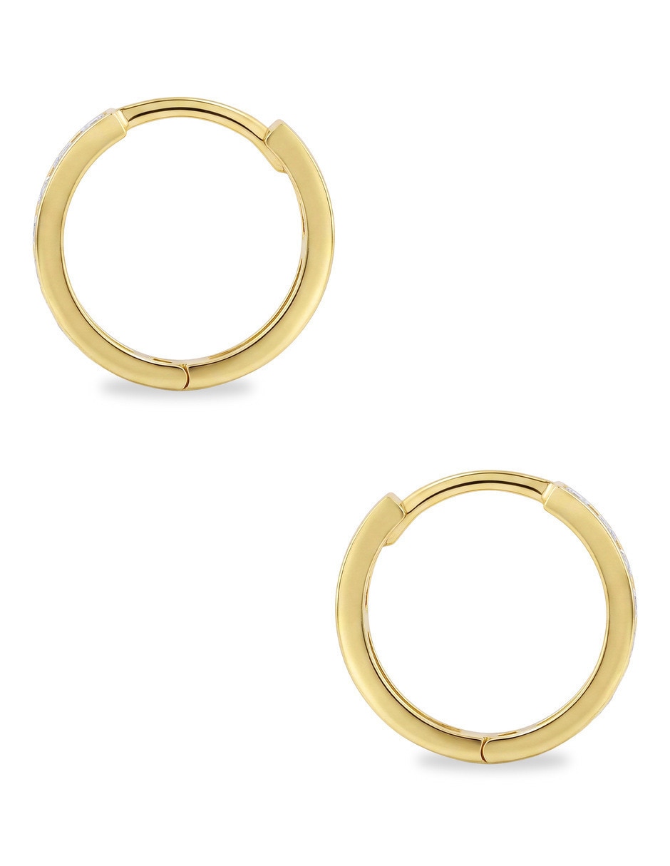 Arracadas de oro amarillo 10 k con acabado brillante zirconia 3