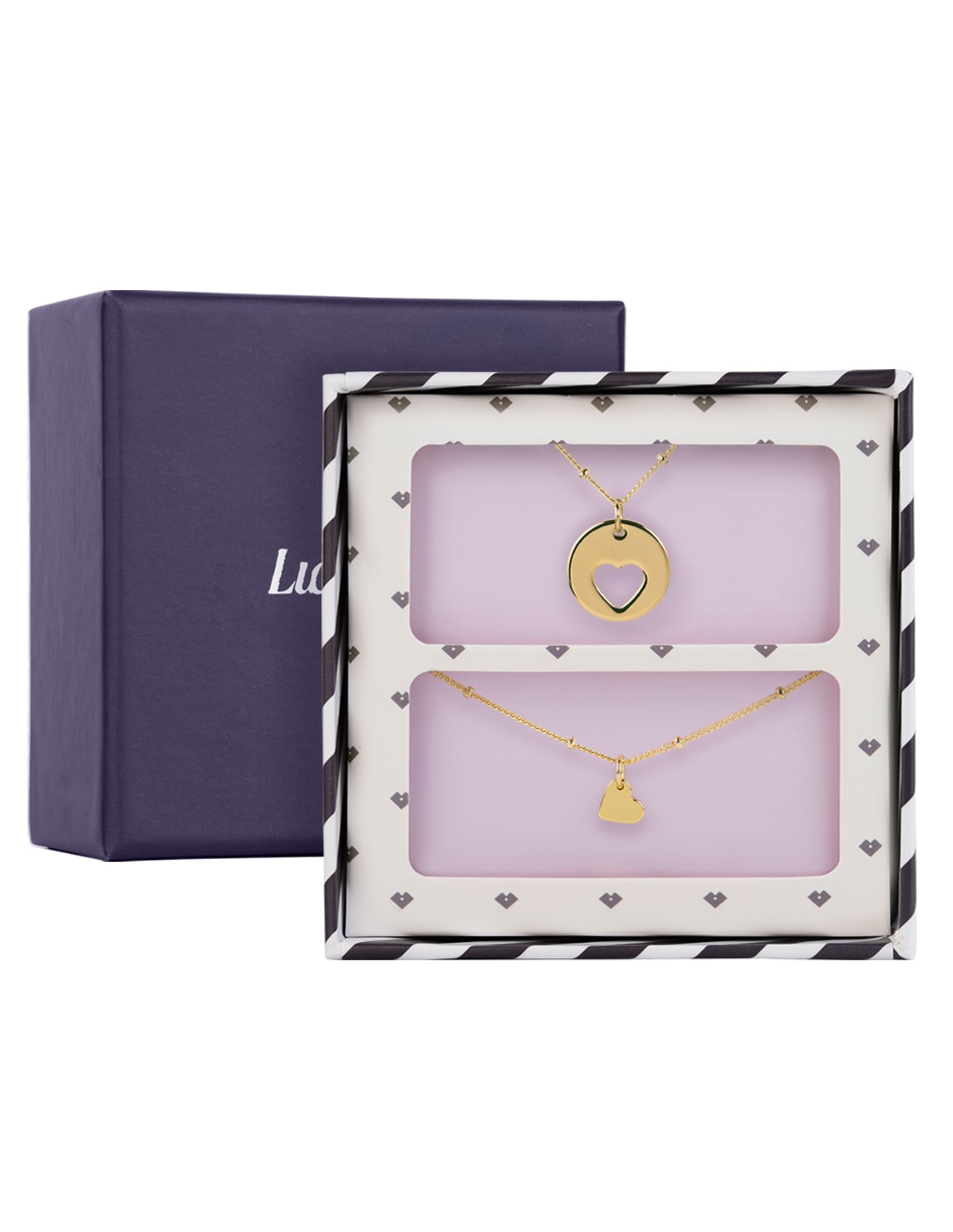 Set collar de corazón maya de latón 14 k Set collar de corazón maya de latón 14 k