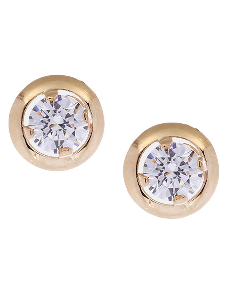 Broqueles redondos de oro amarillo 14 K con acabado brillante