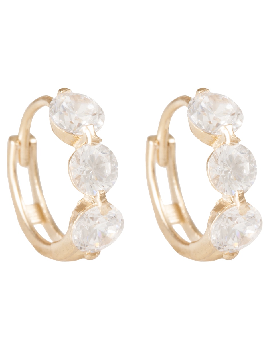Huggies de redonda de oro 14 k con acabado pulido