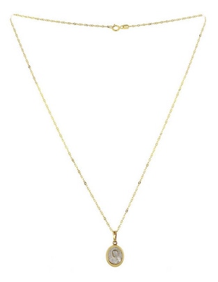 Colgante y dije ovalada D Cadena de oro 14 K