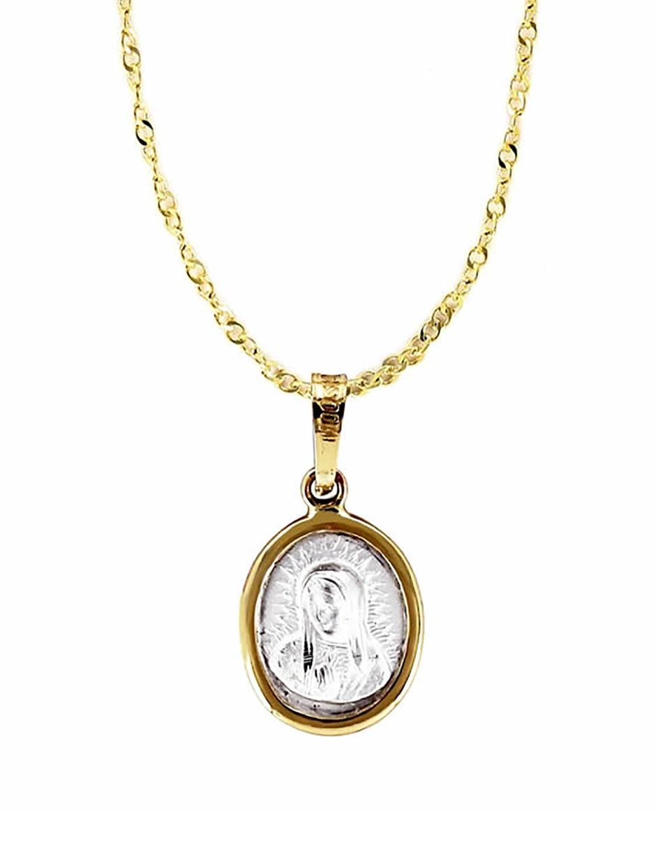 Colgante y dije ovalada D Cadena de oro 14 K