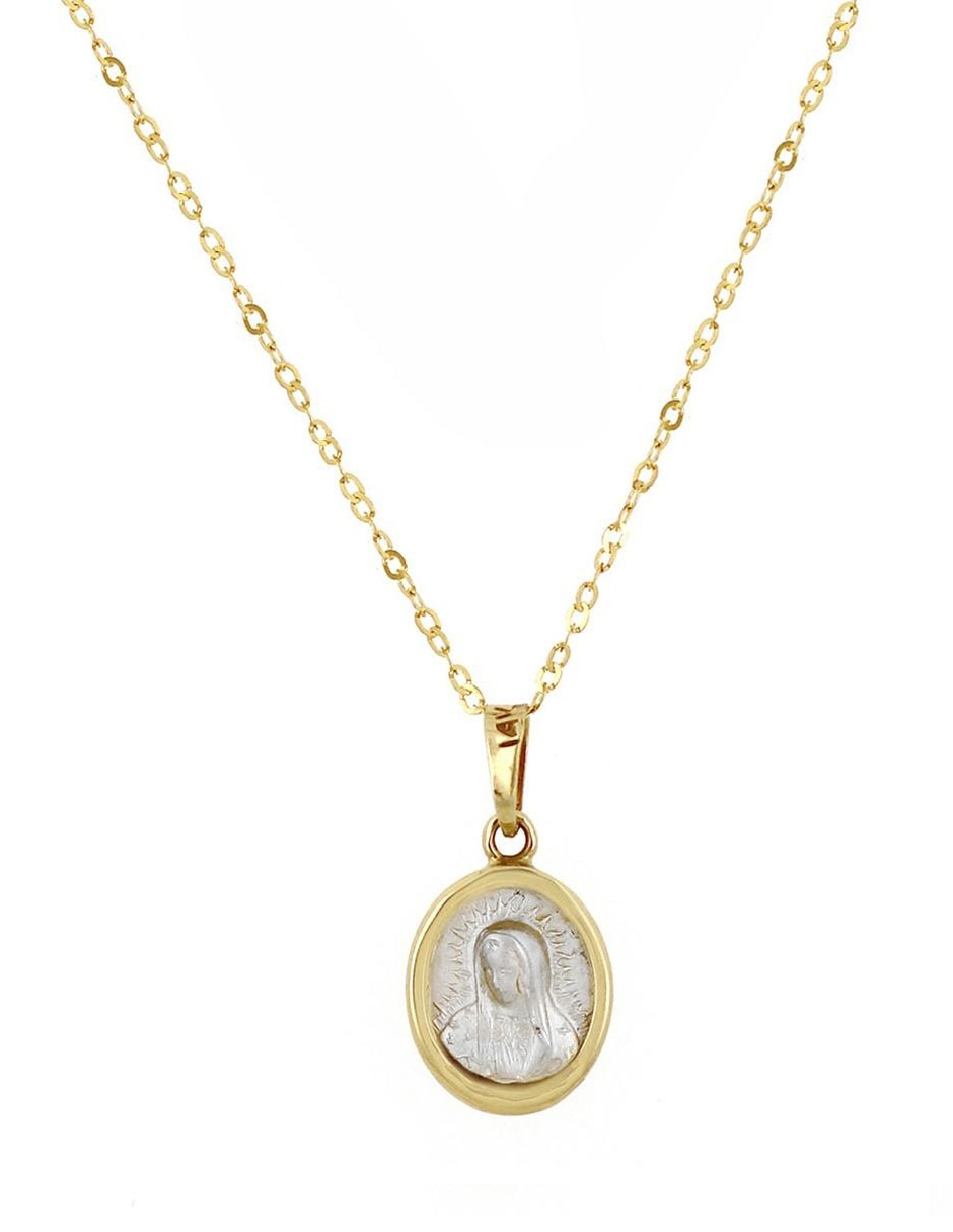 Colgante y dije ovalada D Cadena de oro 14 K