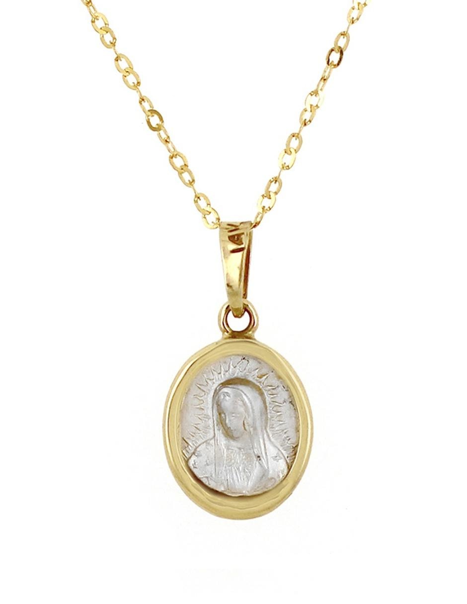 Colgante y dije ovalada de oro 14 K