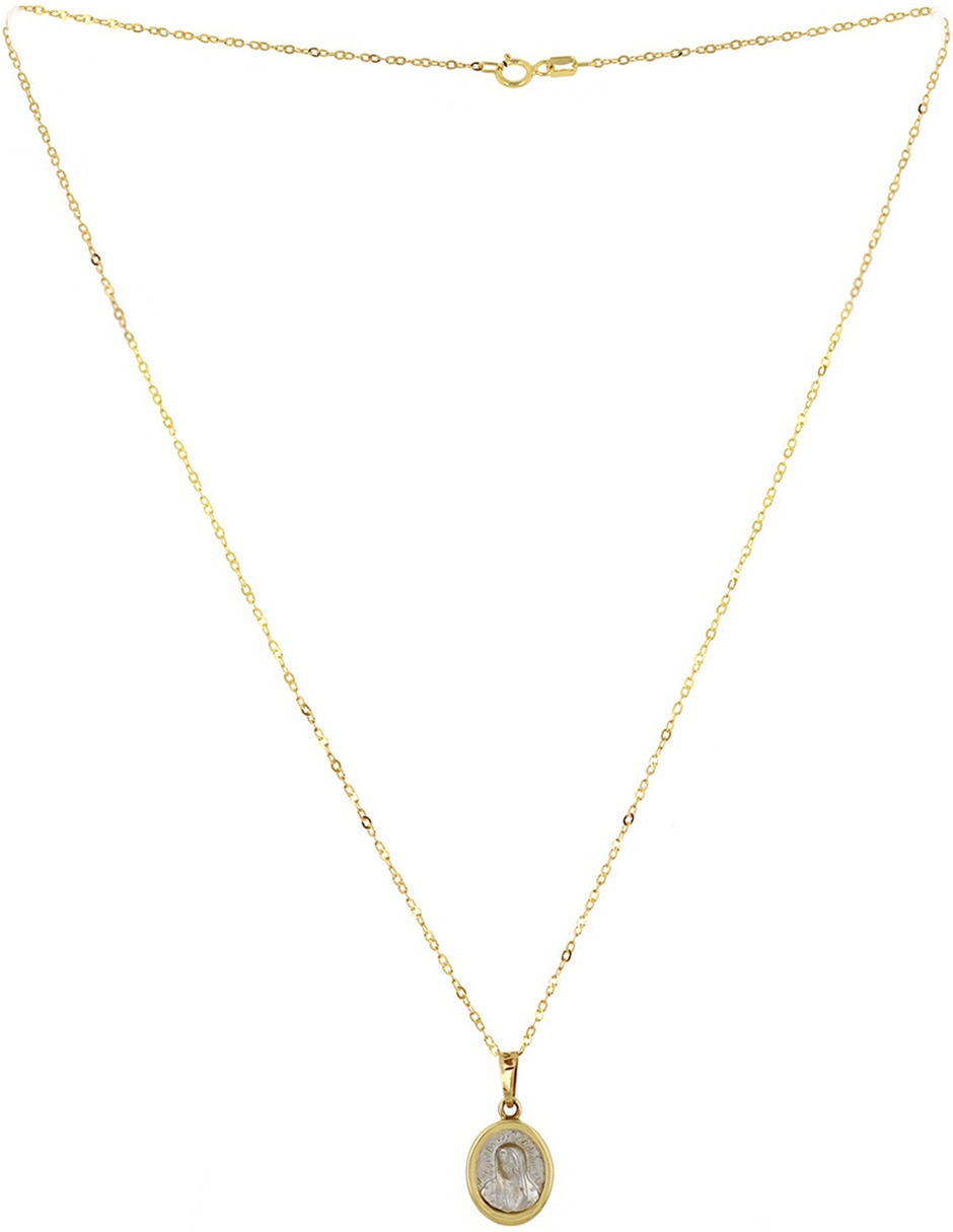 Colgante y dije ovalada D Cadena de oro 14 K