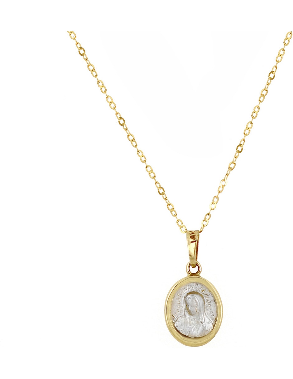 Colgante y dije ovalada D Cadena de oro 14 K