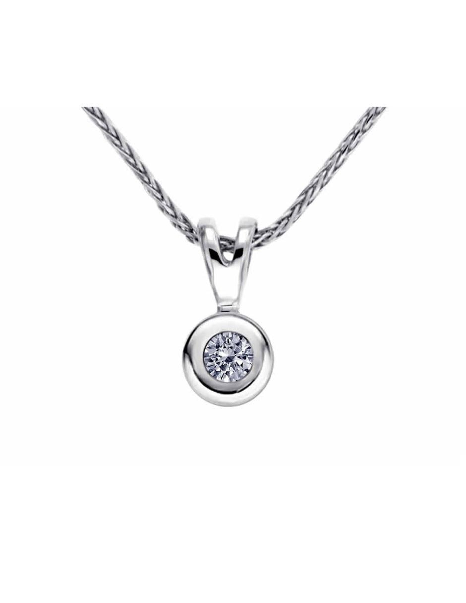 Dije circular Klamore de oro blanco 14 K diamante