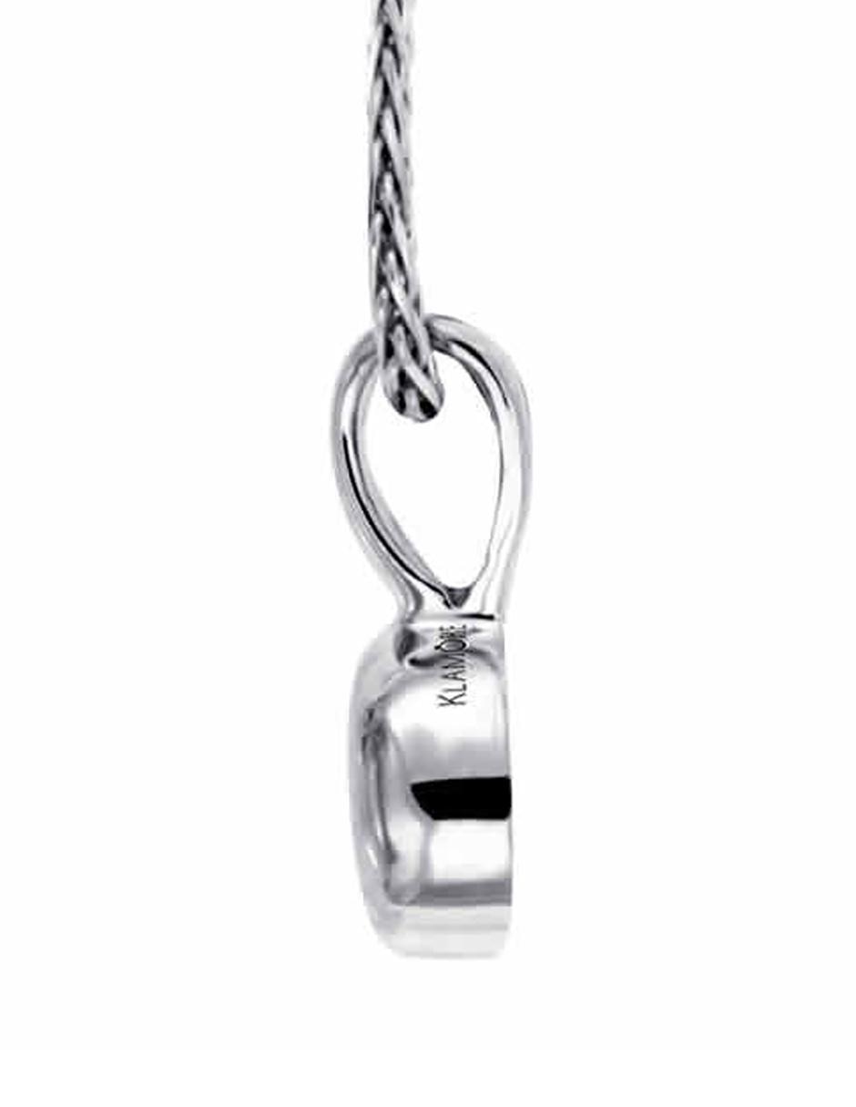 Dije circular Klamore de oro blanco 14 K diamante