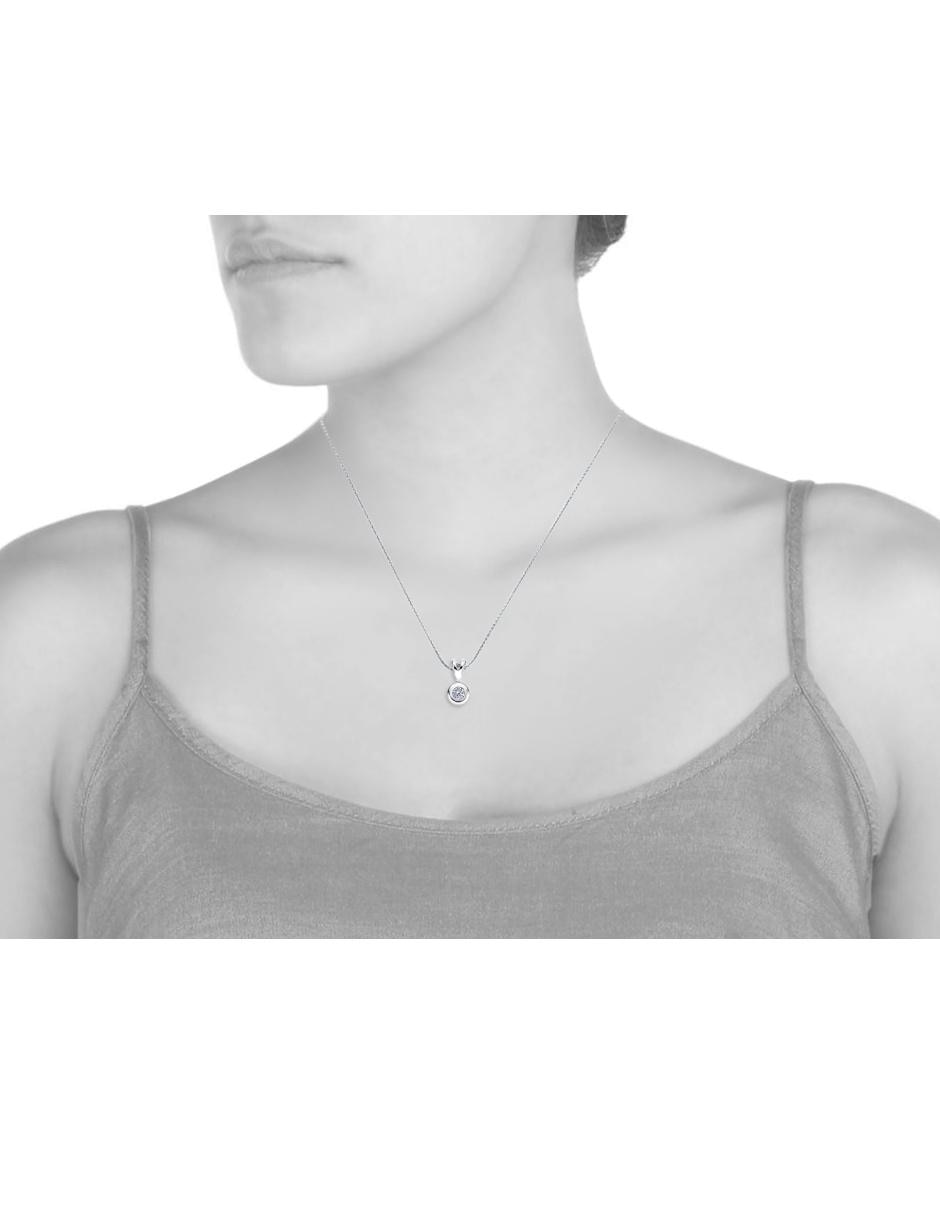 Dije circular de oro blanco 14 K diamante