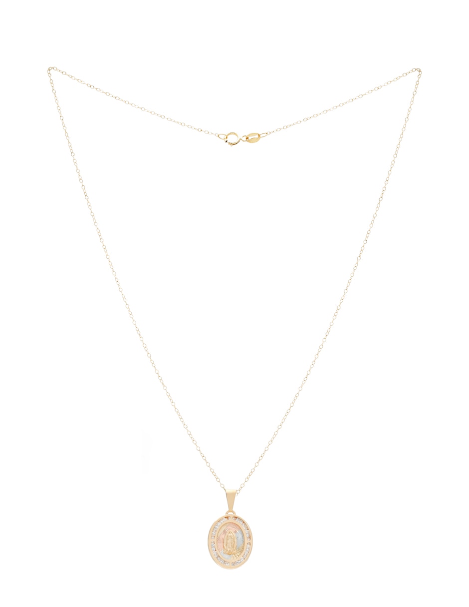 Collar con dije ovalado de oro 14 k 2
