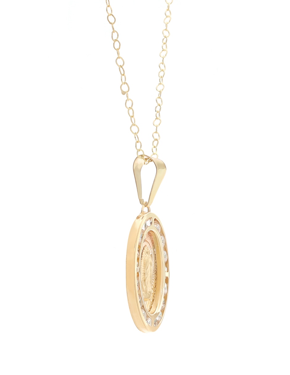 Collar con dije ovalado de oro 14 k 3