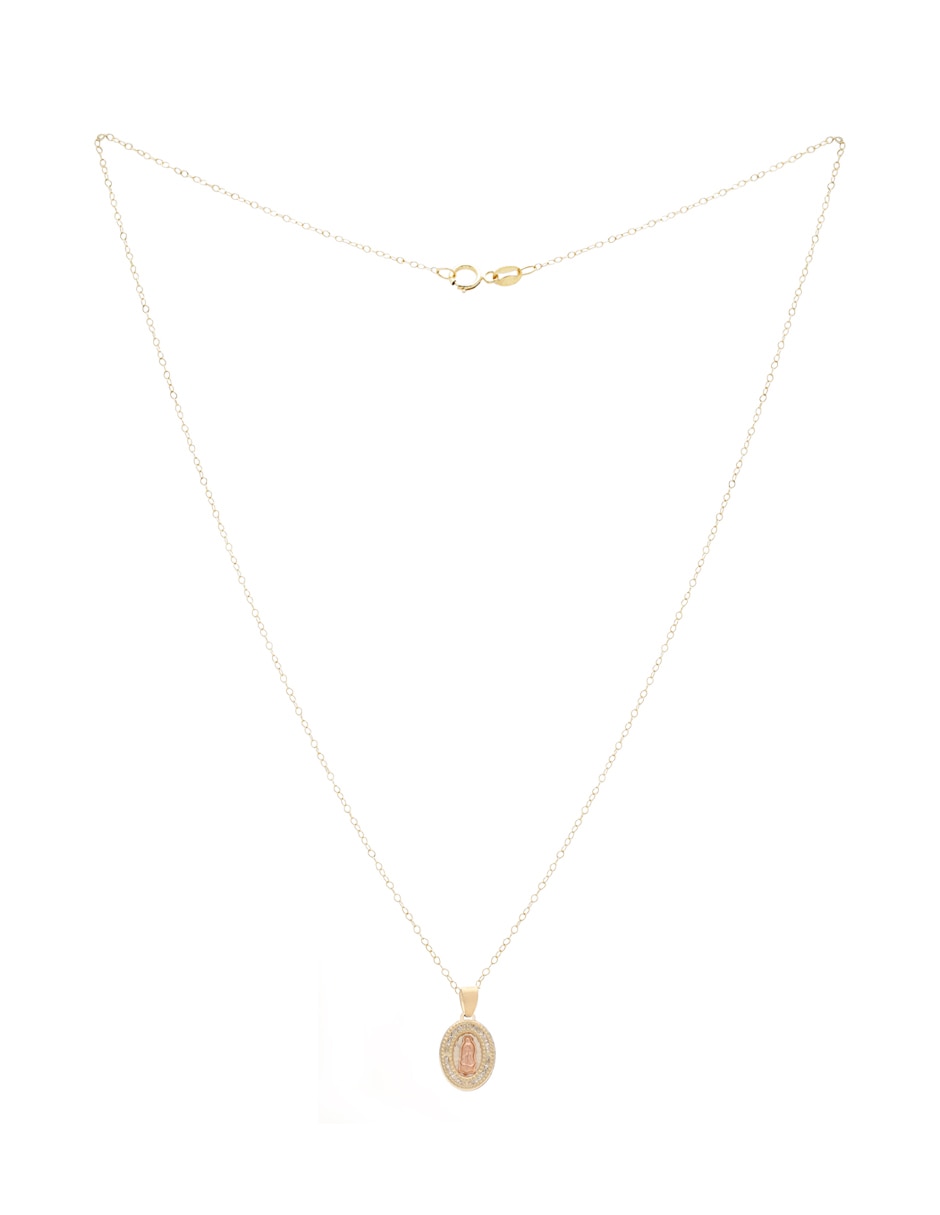 Collar con dije D Cadena ovalado de oro 14 K
