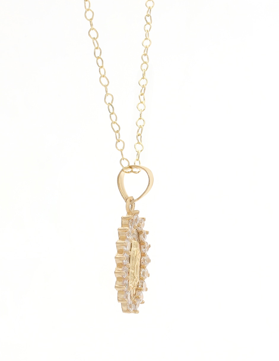 Collar con dije D Cadena ovalado de oro 14 K