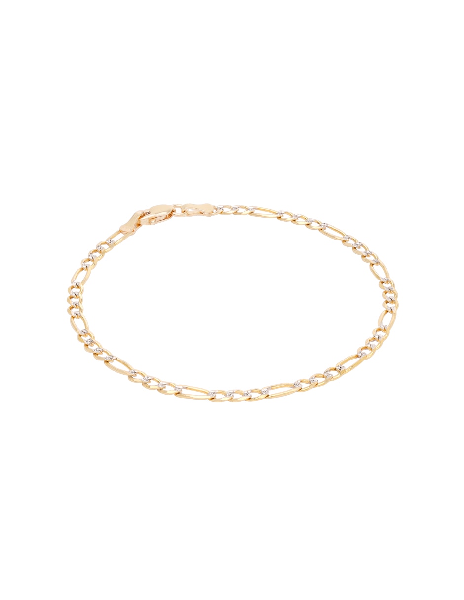 Pulsera D Cadena de oro 14 K con acabado pavé