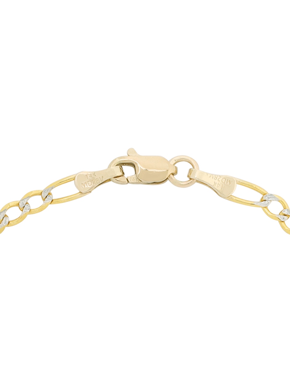 Pulsera D Cadena de oro 14 K con acabado pavé