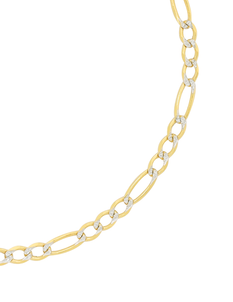 Pulsera D Cadena de oro 14 K con acabado pavé