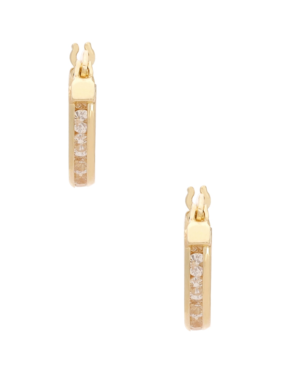 D CADENA Arracadas d cadena de oro 14 k con acabado brillante zirconia