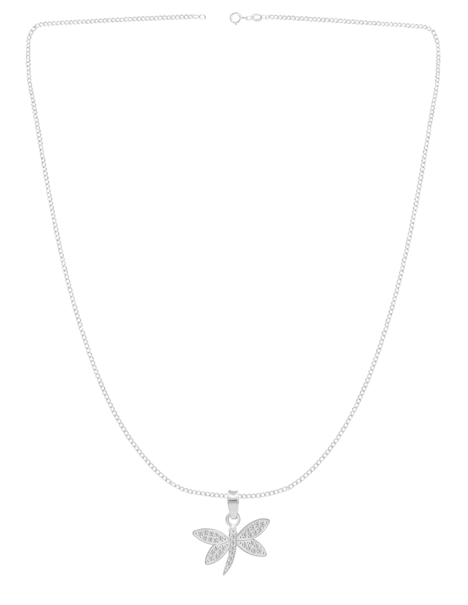 Collar con dije de libélula clepsidra de plata p 925