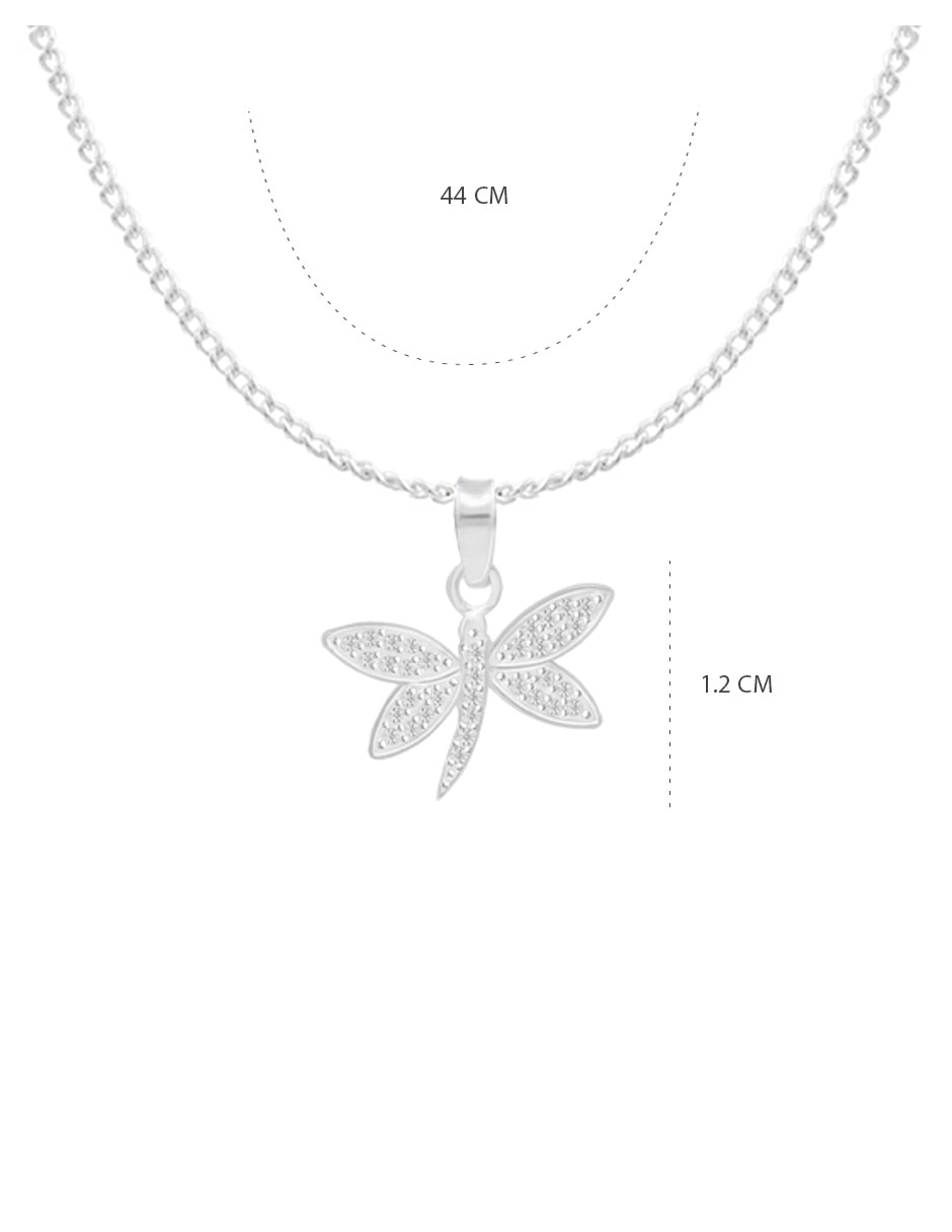 Collar con dije de libélula clepsidra de plata p 925