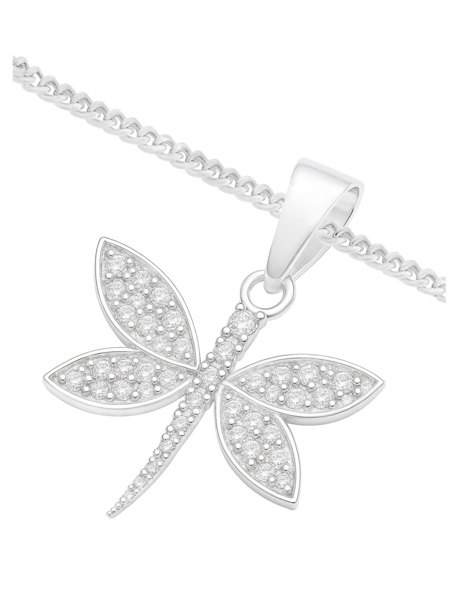 Collar con dije de libélula clepsidra de plata p 925