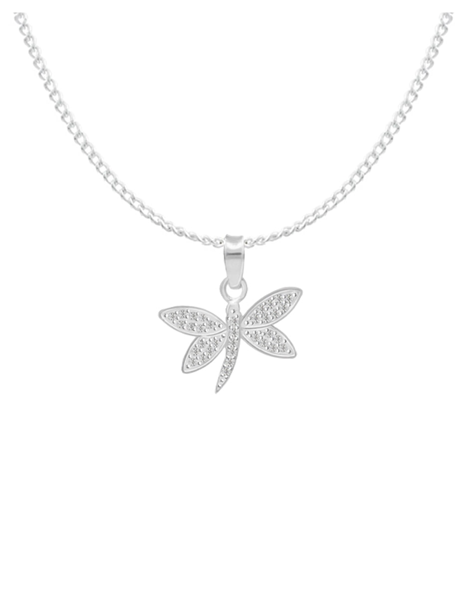 Collar con dije de libélula clepsidra de plata p 925